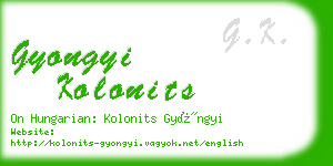 gyongyi kolonits business card